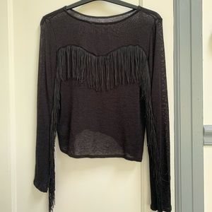 fringe see through blouse